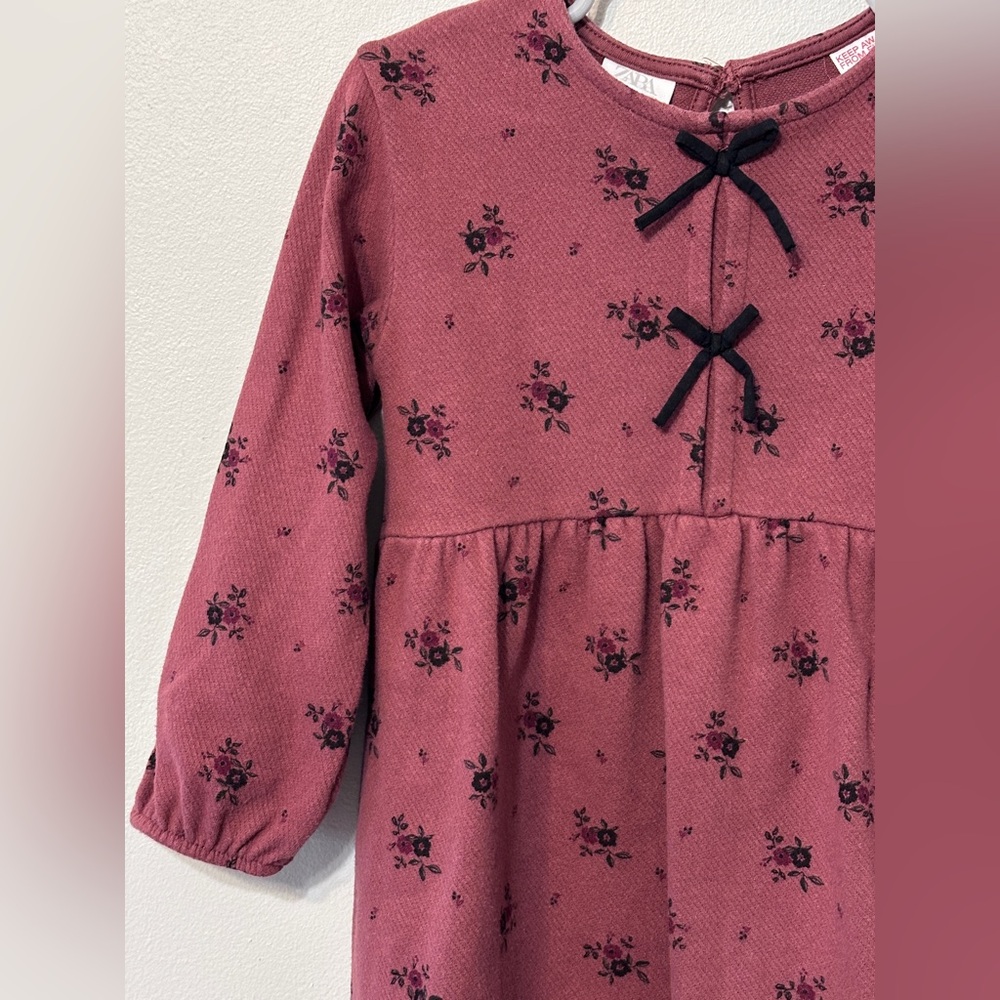 EUC Zara Girls Long Sleeve Floral Dress in Size 5T - Picture 5 of 8